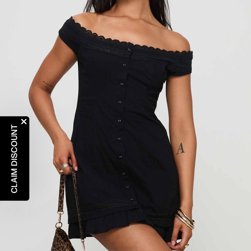 Princess Polly Mirrorball Off Shoulder Mini Dress